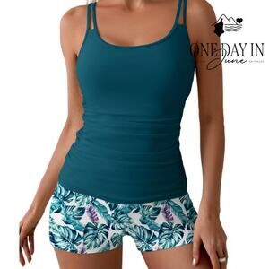 Eomenie Tropical Boyshort Tankini Swimsuit Size L